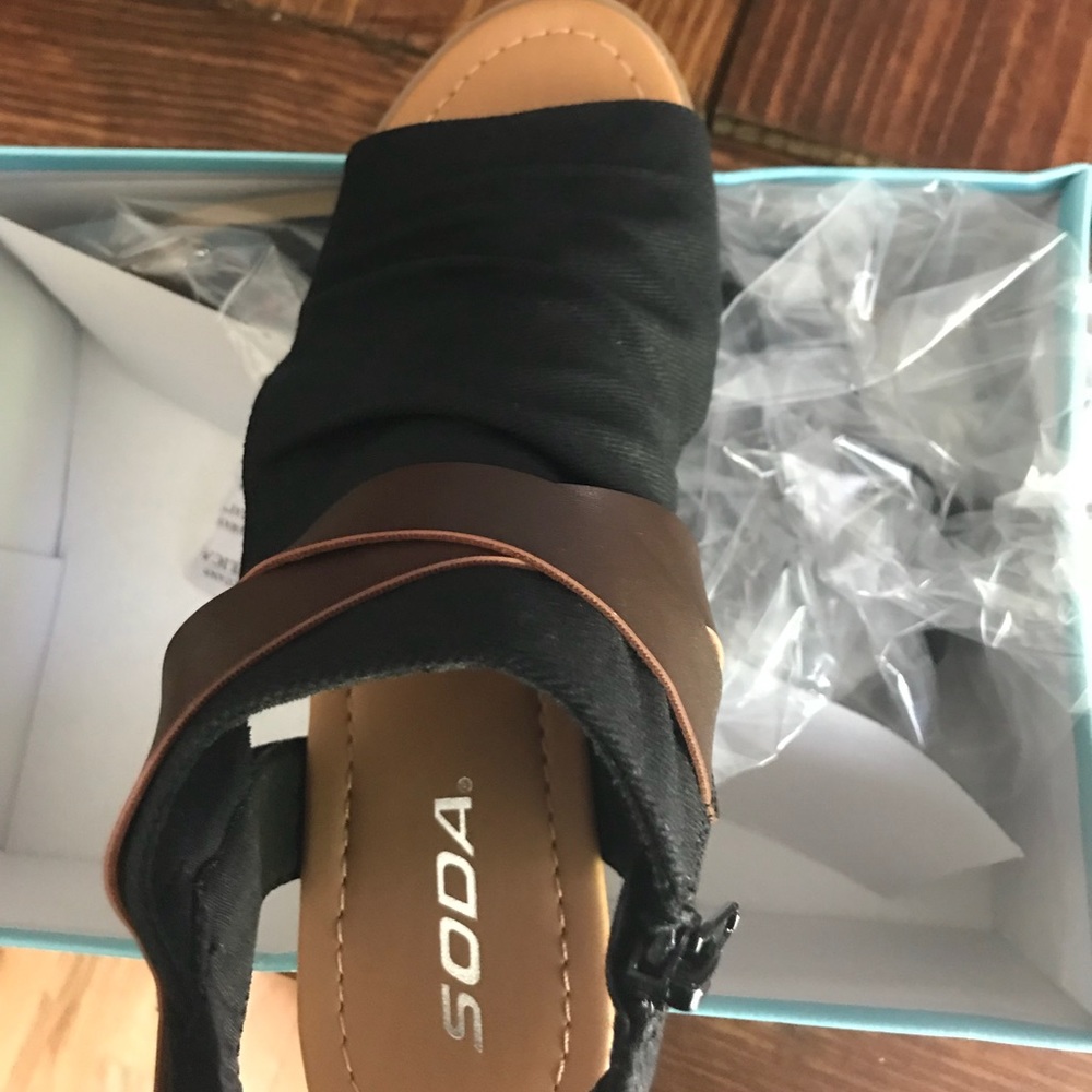Black boutique sandals still in box